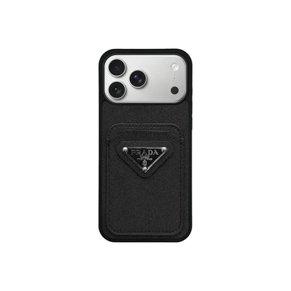AAOO Luxury Saffiano Leather Phone Case with Card Pocket for iPhone 12-17 Series