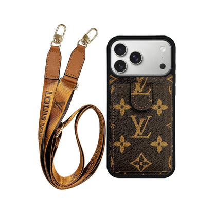 AAOO Brown Cardholder Lanyard for iPhone 12-17 Series – Phone Case
