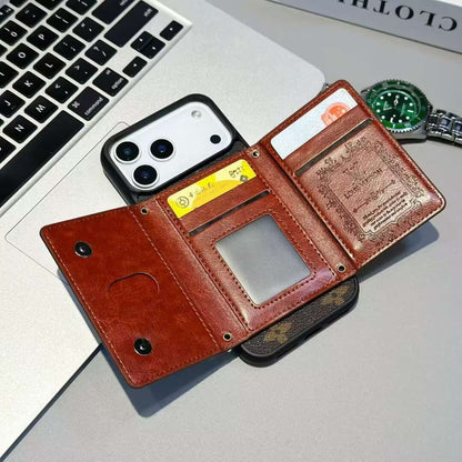 AAOO Luxury Card Holder Wallet Style Phone Case for iPhone 12-17 Series