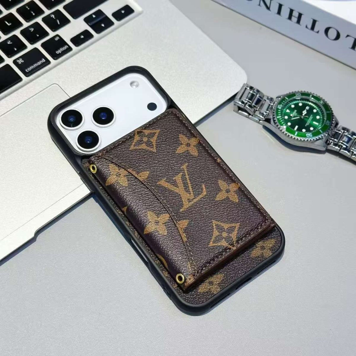 AAOO Luxury Card Holder Wallet Style Phone Case for iPhone 12-17 Series
