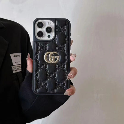 AAOO Luxury Stamped Leather iPhone Case for 13-18