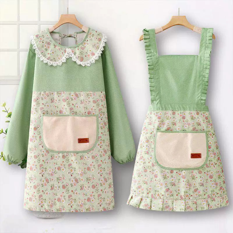 Cotton Apron, 2026 New Style, Viral Long Sleeve Smock for Women, Kitchen Home Cooking, Oil & Water Resistant, Work Overall**