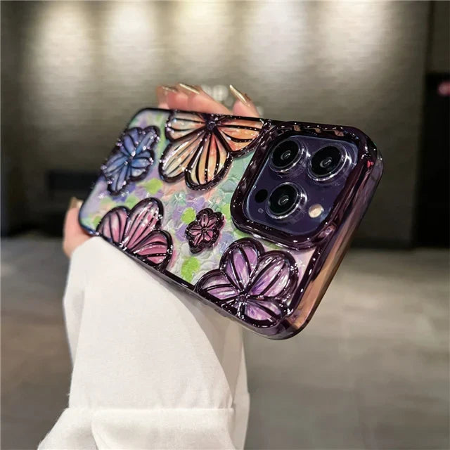 AAOO LUXURY PLATING FASHION FLOWERS HANDYHÜLLE FÜR IPHONE