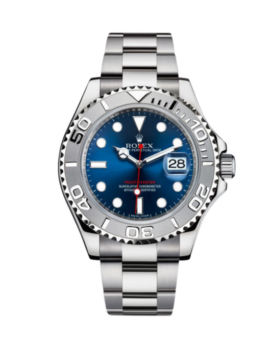 AAOO Yacht-Master Armbanduhr aus Edelstahl und Platin, blau