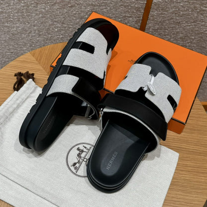 AAOO Sandales Chypre Noir & Blanc Crème