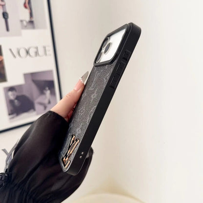 AAOO Luxury Leather with Black Phone Case for iPhone 13-17