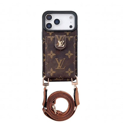 AAOO Leather Card Holder Phone Case Crossbody for iPhone 12-17 Series