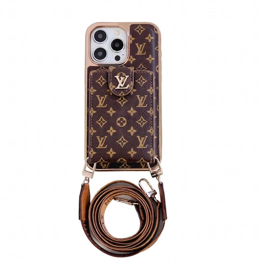AAOO LUXURY ELECTROPLATING CARD HOLDER CROSSBODY IPHONE CASE