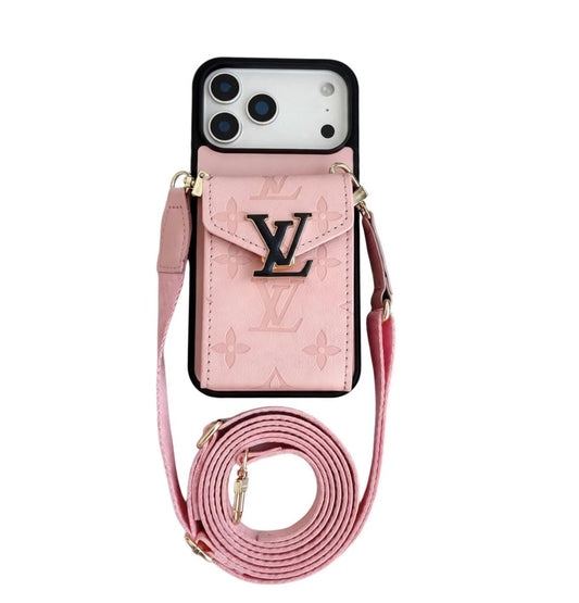 AAOO Luxury Phone Case with Card Holder For iPhone 12-17 Series – With Strap