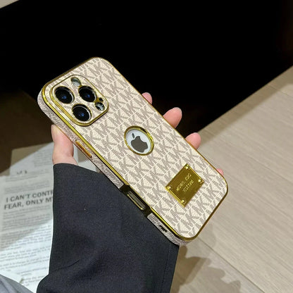 AAOO Gold Signature Canvas Leder iPhone Hülle