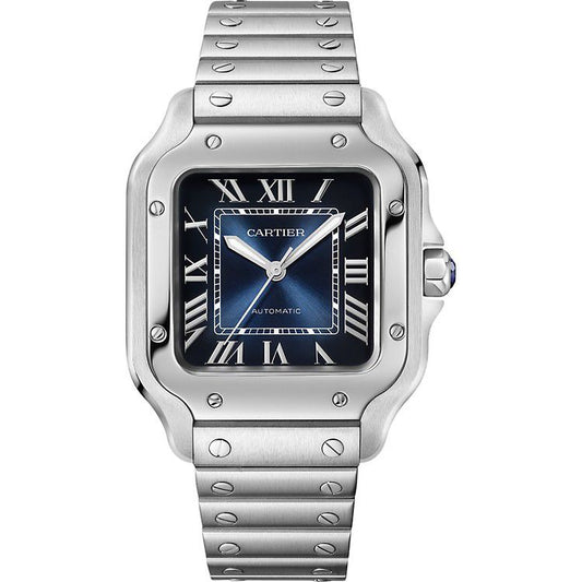 AAOO Santos De Large Blue Dial Stainless Steel Watch