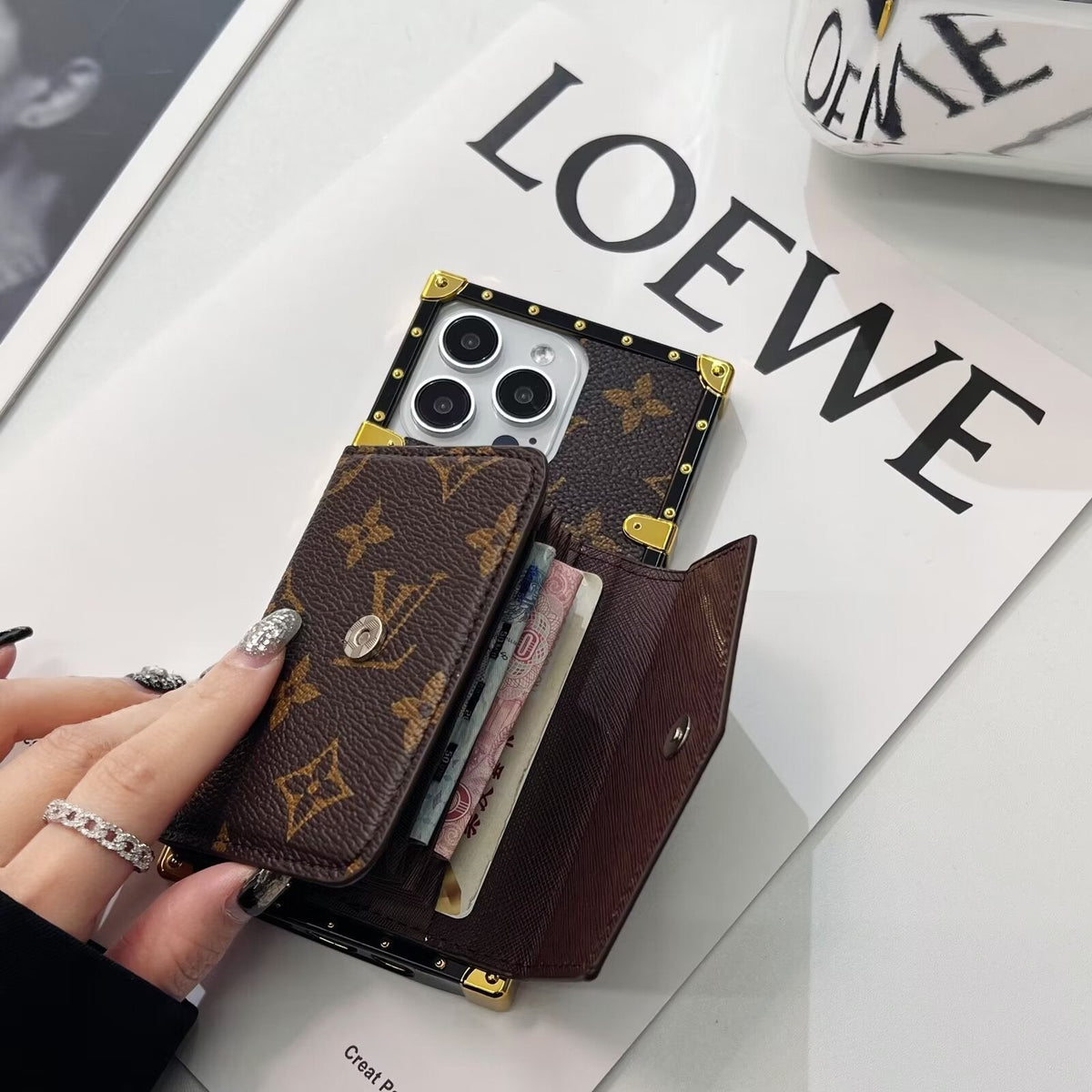 AAOO Luxury CANVAS LEATHER CARD HOLDER – Phone Case – With Strap