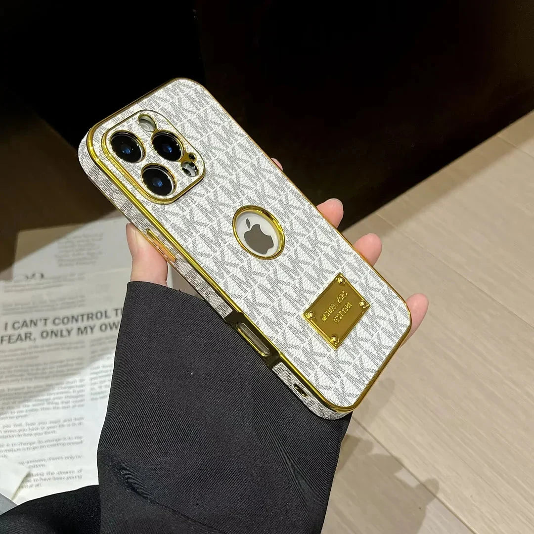 AAOO Gold Signature Canvas Leder iPhone Hülle