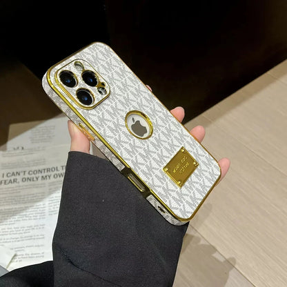 AAOO Gold Signature Canvas Leder iPhone Hülle