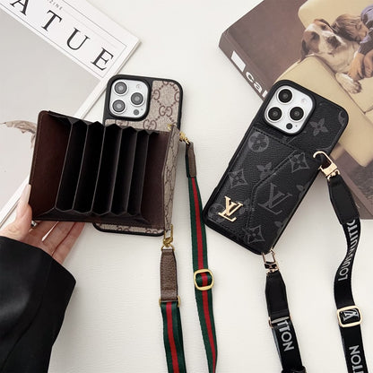 AAOO Crossbody Wallet Accordion Card Holder Canvas iPhone Leather cases – Phone Case