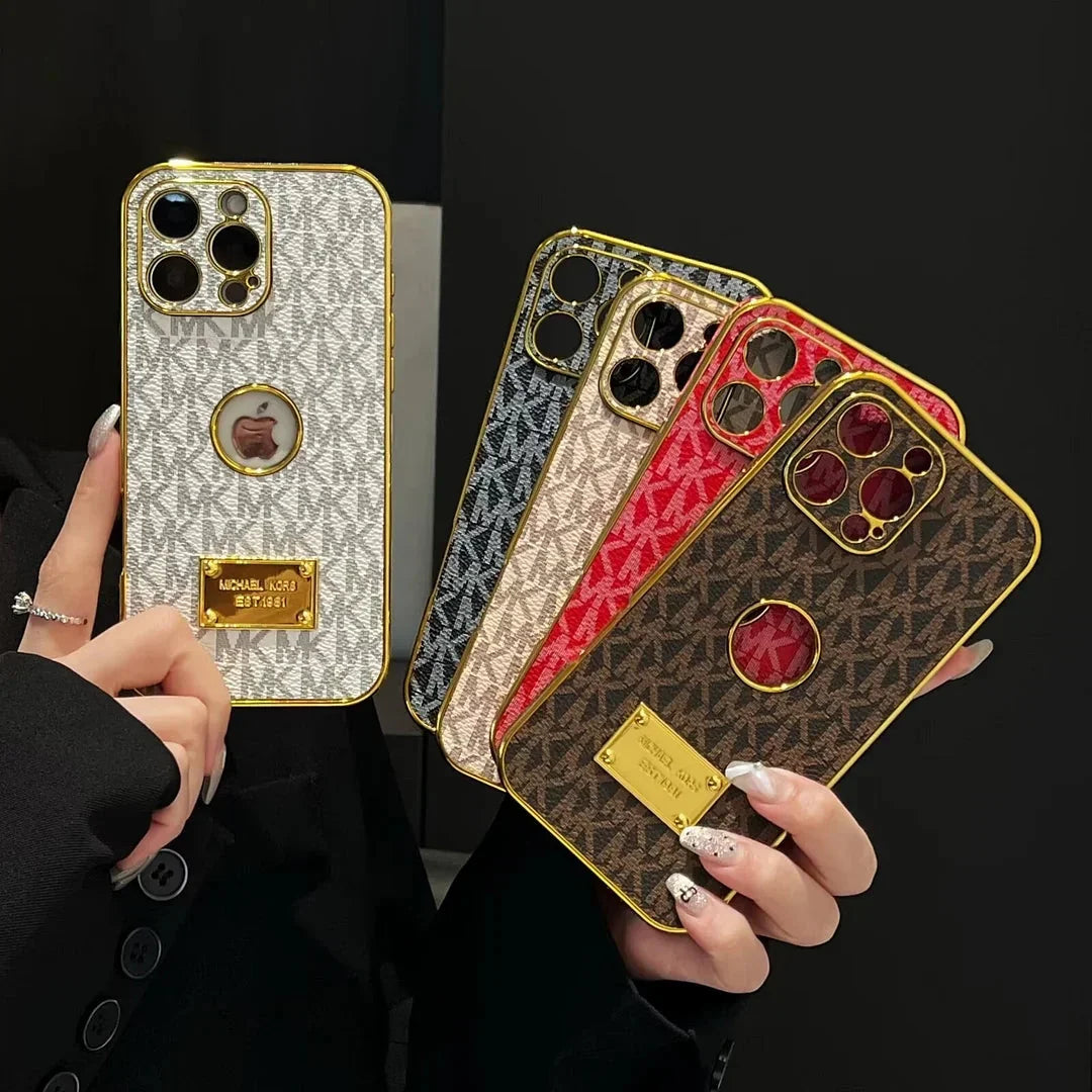 AAOO Gold Signature Canvas Leder iPhone Hülle