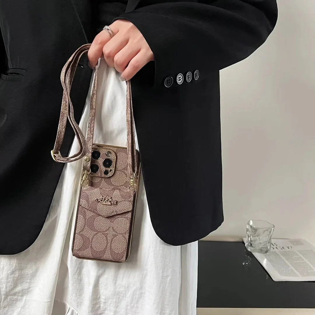 AAOO Luxury Accordion Card Holder Leather Crossbody Apple iPhone Case