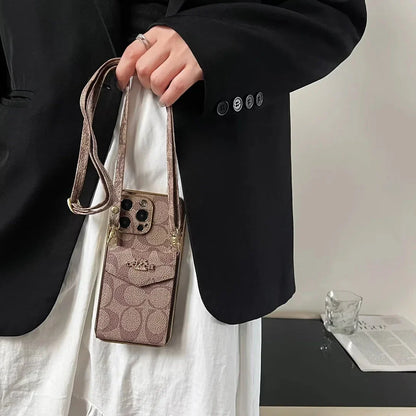 AAOO Luxury Accordion Card Holder Leather Crossbody Apple iPhone Case