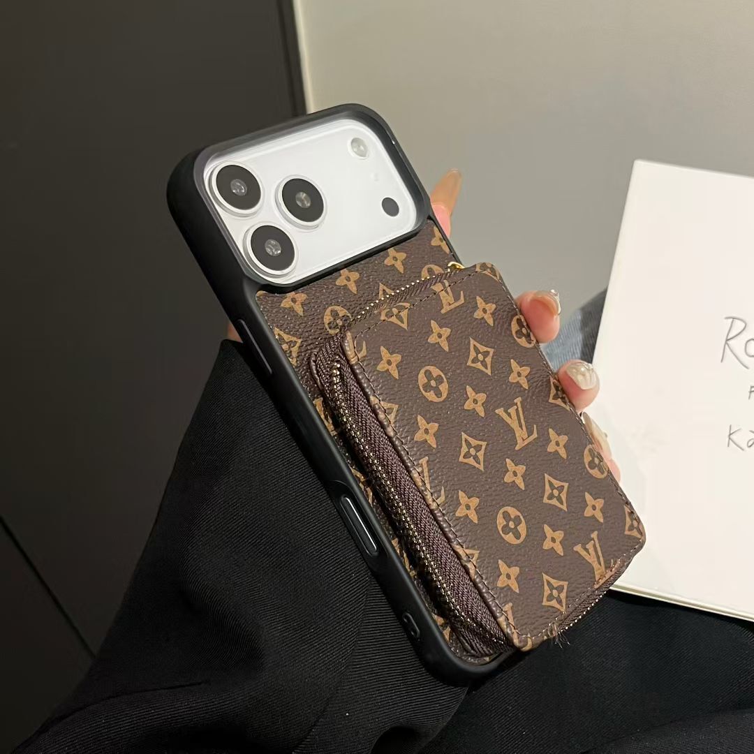 AAOO Luxus-Ledergeldbörse Kartenhalter Crossbody iPhone Hülle für iPhone 12-17 Serie