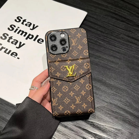 AAOO Luxury Card Holder Canvas Leather Apple iPhone Case