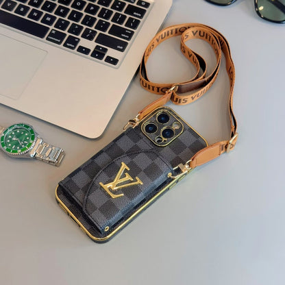 AAOO Luxuriöse Crossbody Geldbörse Handyhülle Kartenhalter mit verstellbarem Umhängeband
