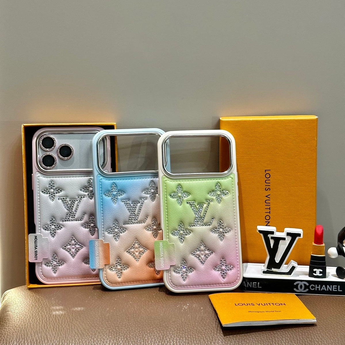 AAOO Gradient Crystal Leder Handyhülle für iPhone 13-17