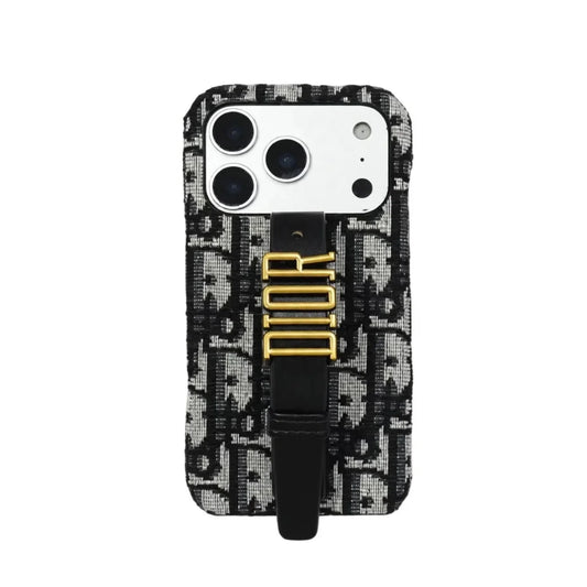 AAOO Luxury Phone Case with Adjustable Gold-Tone Hand Strap For iPhone 12-17 Series