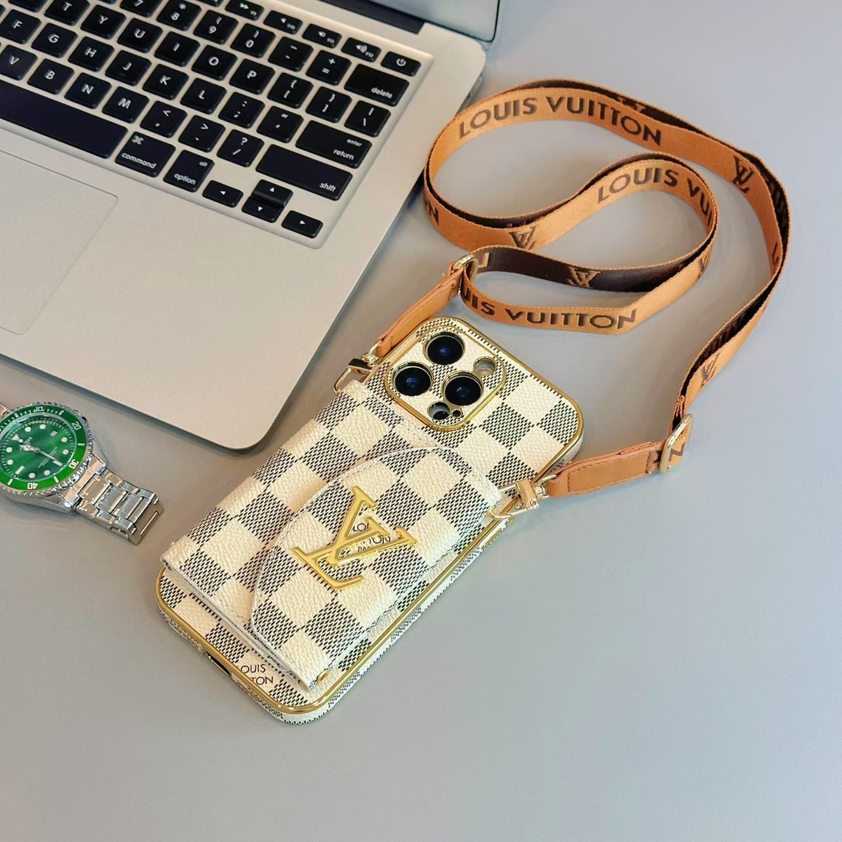 AAOO Luxuriöse Crossbody Geldbörse Handyhülle Kartenhalter mit verstellbarem Umhängeband