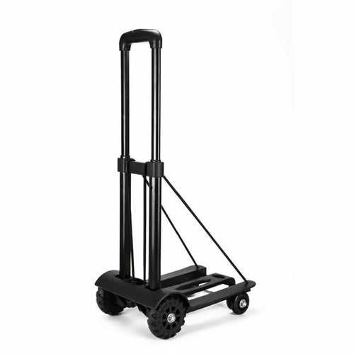 Folding Hand Truck 75kg, 4-Wheel Luggage & Sack Trolley, Lightweight Alloy with 2 Elastic Ropes for Shopping, Moving, Travel