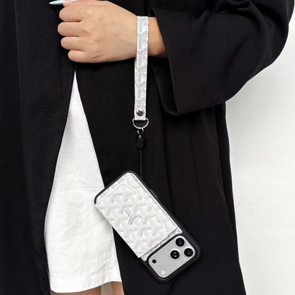 AAOO Luxury GD Pattern Tri-Fold Wallet Phone Case with Matching Wristlet Strap