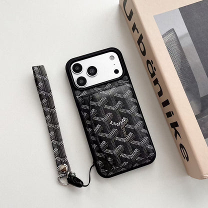AAOO Luxury GD Pattern Tri-Fold Wallet Phone Case with Matching Wristlet Strap