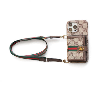 AAOO Signature Leather Wallet Crossbody iPhone Case