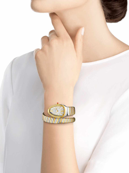 AAOO Serpenti Silver with White Dial, Diamond-Set Watch