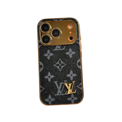 AAOO Elite Leather-Texture iPhone Case with Gold Accents