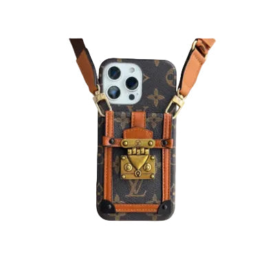 AAOO Canvas Leather Wallet Card Holder Crossbody iPhone Case
