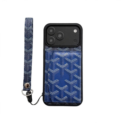 AAOO Luxury GD Pattern Tri-Fold Wallet Phone Case with Matching Wristlet Strap