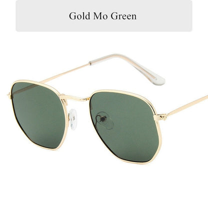 AAOO Vintage Polygon Sunglasses Women Men Metal Frame Sun Glasses Ladies UV400 Female Luxury Polygonal Sunglass Male