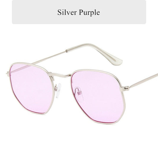 AAOO Vintage Polygon Sunglasses Women Men Metal Frame Sun Glasses Ladies UV400 Female Luxury Polygonal Sunglass Male