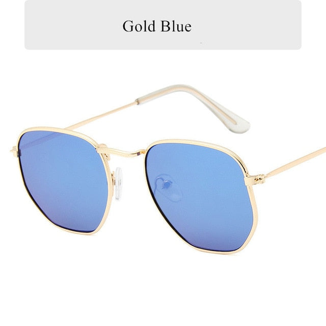 AAOO Vintage Polygon Sunglasses Women Men Metal Frame Sun Glasses Ladies UV400 Female Luxury Polygonal Sunglass Male