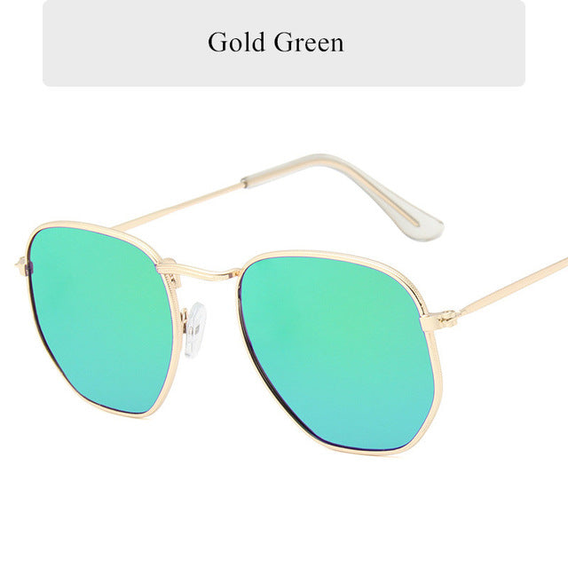 AAOO Vintage Polygon Sunglasses Women Men Metal Frame Sun Glasses Ladies UV400 Female Luxury Polygonal Sunglass Male