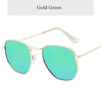 AAOO Vintage Polygon Sunglasses Women Men Metal Frame Sun Glasses Ladies UV400 Female Luxury Polygonal Sunglass Male