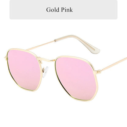 AAOO Vintage Polygon Sunglasses Women Men Metal Frame Sun Glasses Ladies UV400 Female Luxury Polygonal Sunglass Male