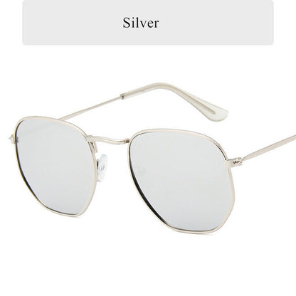AAOO Vintage Polygon Sunglasses Women Men Metal Frame Sun Glasses Ladies UV400 Female Luxury Polygonal Sunglass Male