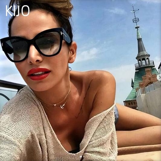 AAOO New Fashion Tom Cat Eye Sunglasses Women Oversized Frame Vintage Sun Glasses oculos de sol UV400
