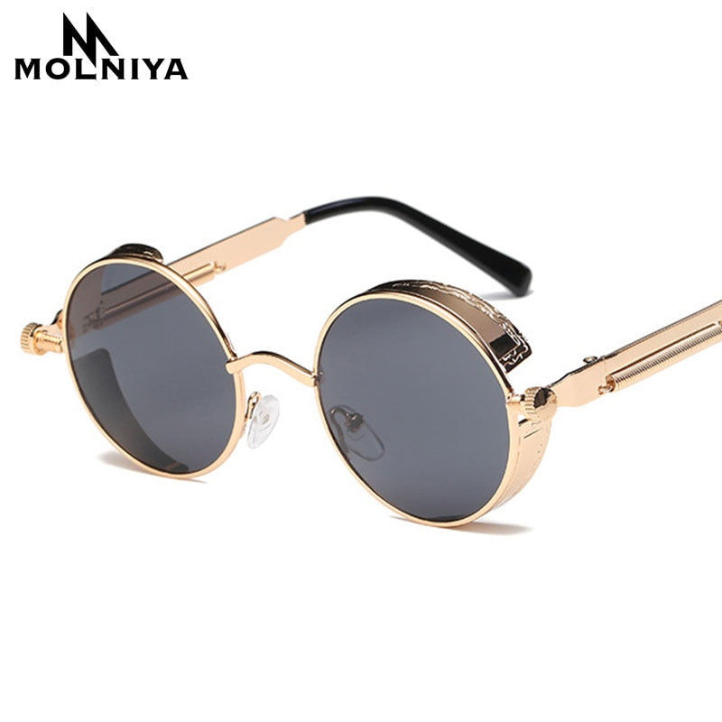 AAOO Metal Round Steampunk Sunglasses Men Women Fashion Glasses Retro Frame Vintage Sunglasses High Quality UV400