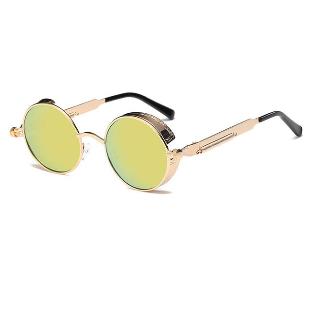 AAOO Metal Round Steampunk Sunglasses Men Women Fashion Glasses Retro Frame Vintage Sunglasses High Quality UV400