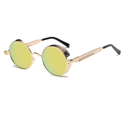 AAOO Metal Round Steampunk Sunglasses Men Women Fashion Glasses Retro Frame Vintage Sunglasses High Quality UV400