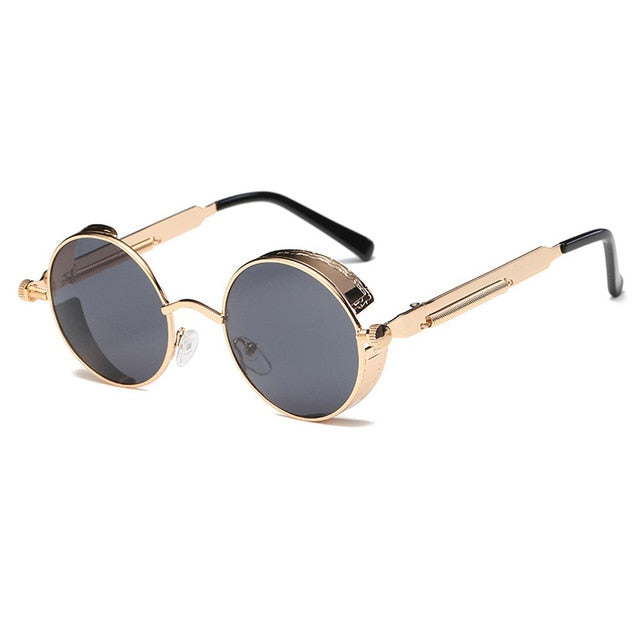 AAOO Metal Round Steampunk Sunglasses Men Women Fashion Glasses Retro Frame Vintage Sunglasses High Quality UV400