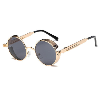AAOO Metal Round Steampunk Sunglasses Men Women Fashion Glasses Retro Frame Vintage Sunglasses High Quality UV400
