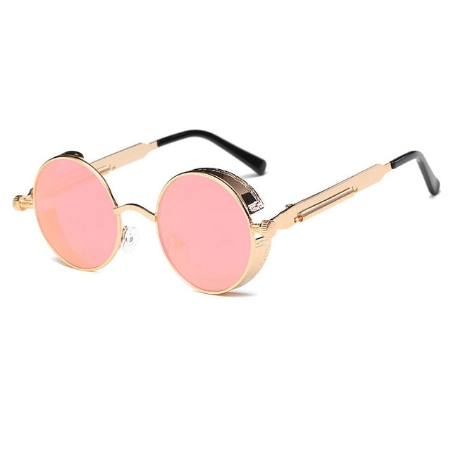 AAOO Metal Round Steampunk Sunglasses Men Women Fashion Glasses Retro Frame Vintage Sunglasses High Quality UV400